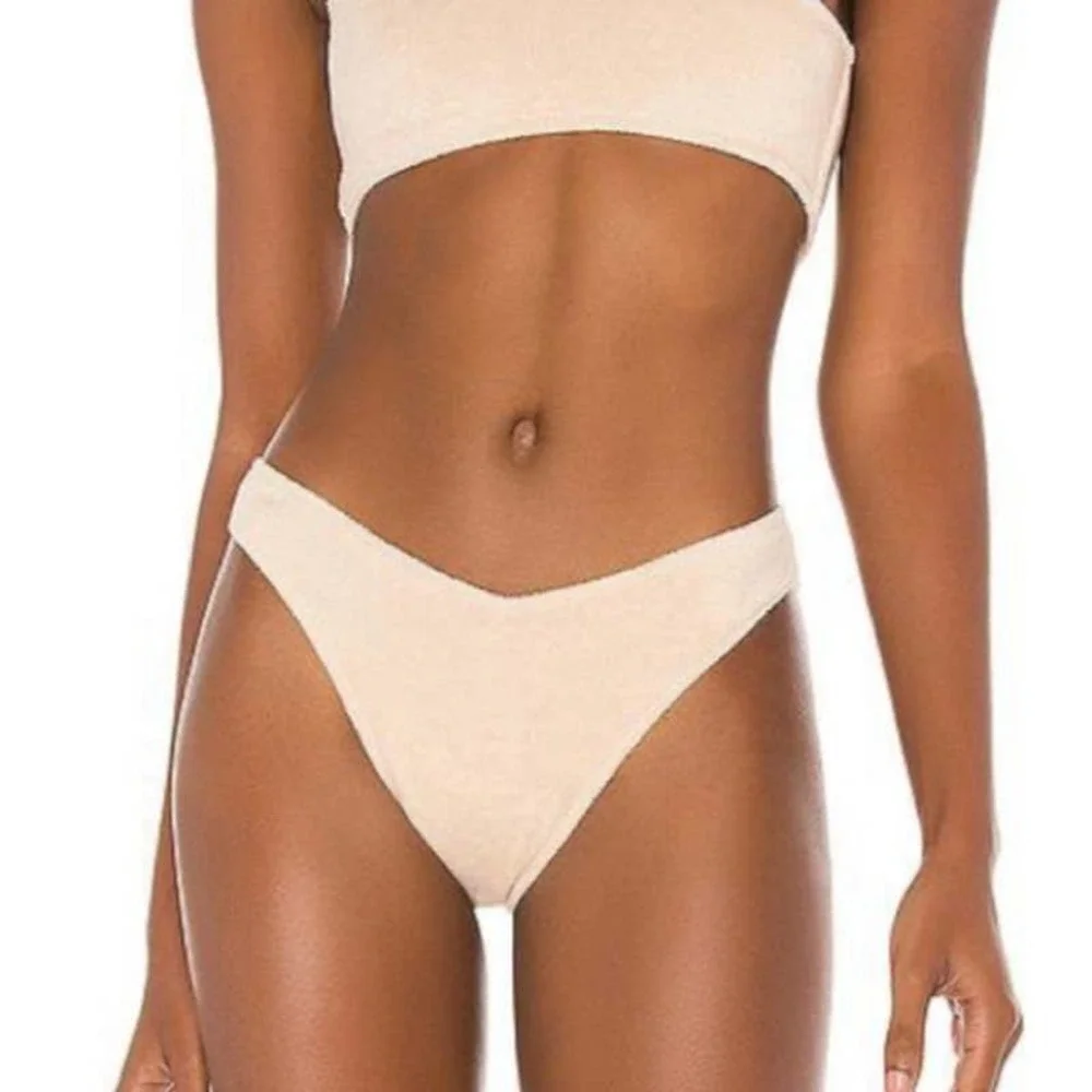 Frankies Bikini Barb Terry Bottoms in Sand XS NEW